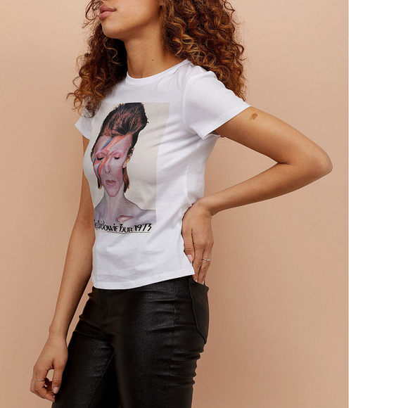 David Bowie Aladdin Sane 73 H&M glam pop rock cotton Tee M NWT - Picture 4 of 5